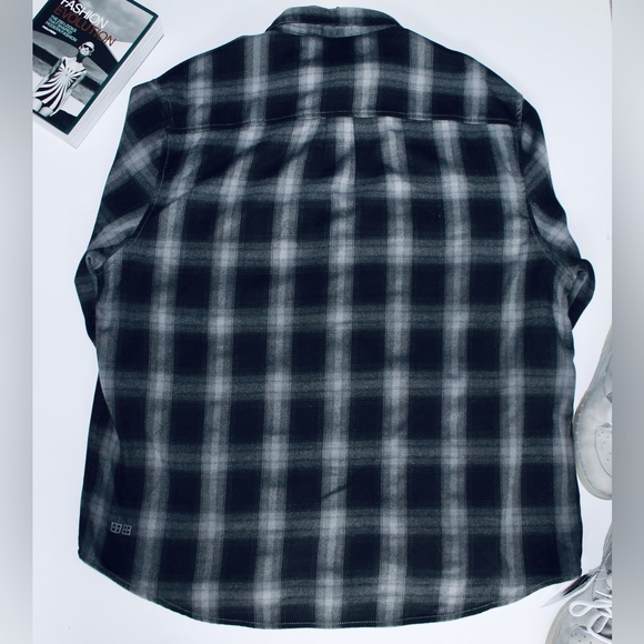 KSUBI Consciousness Long-sleeve Plaid Shirt Grey + Black - Picture 3 of 7